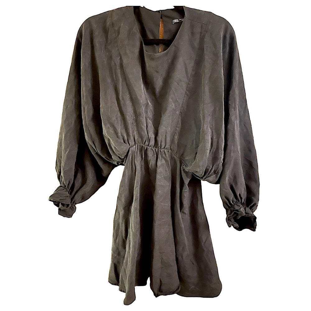 Zara Black 3/4 Sleeve Batwing Mini Dress‎ S